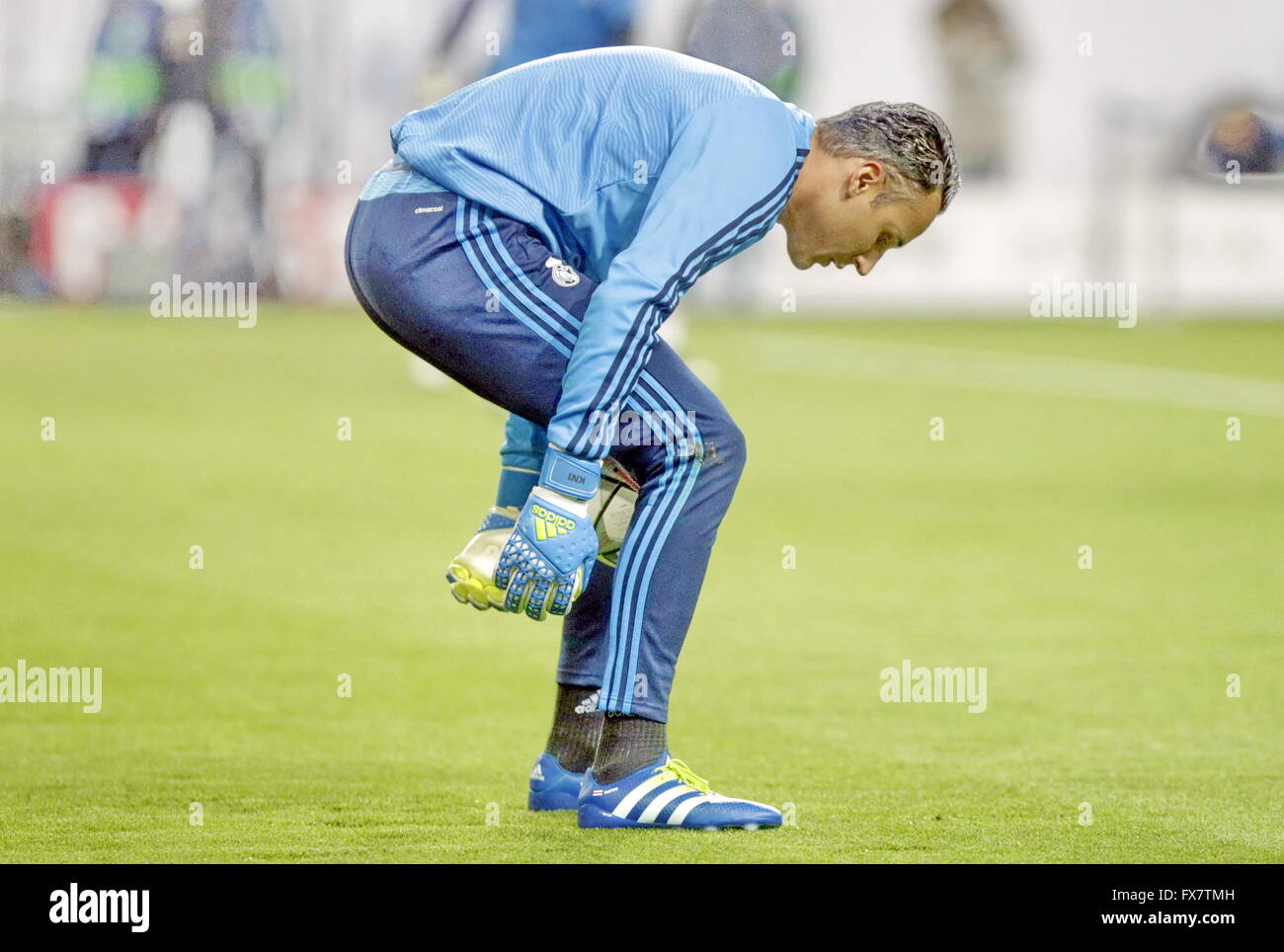 Cristano Ronaldo in Echauffement während der Liga-Meister Wolfsburg match - Real Madrid © Laurent Lairys Agence Locevaphotos Stockfoto