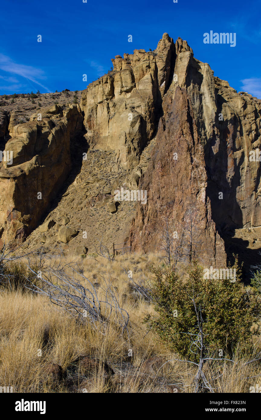 Smith Rock in Oregon ist ein Klettern Attraktion für Kletterer aus der ganzen Welt.   Terrebonne, Oregon Stockfoto