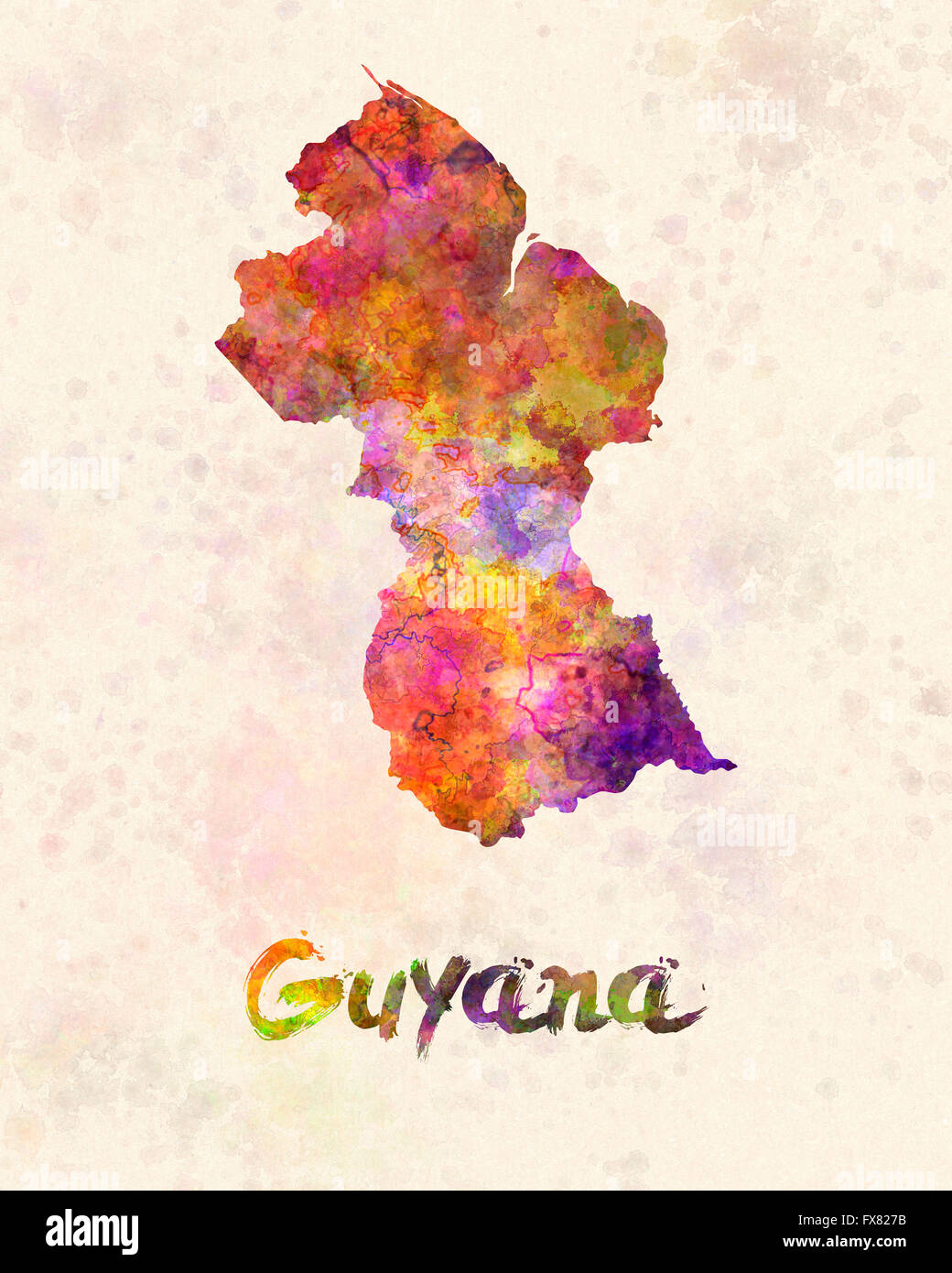 Guyana in Aquarell Stockfoto