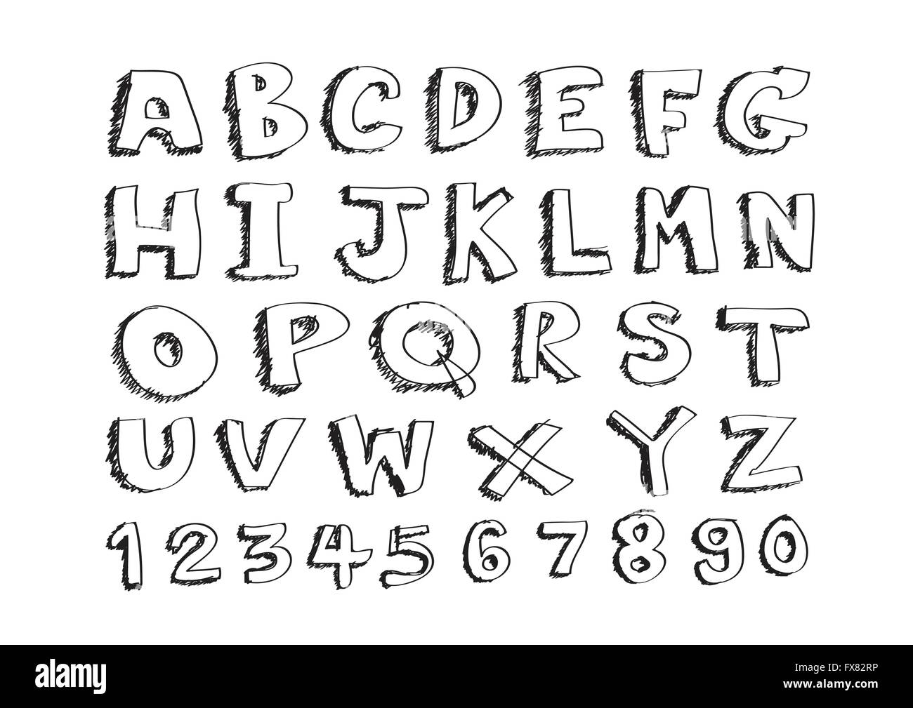 echte Hand gezeichneten Buchstaben Schrift geschrieben mit einem Stift  Stock-Vektorgrafik - Alamy