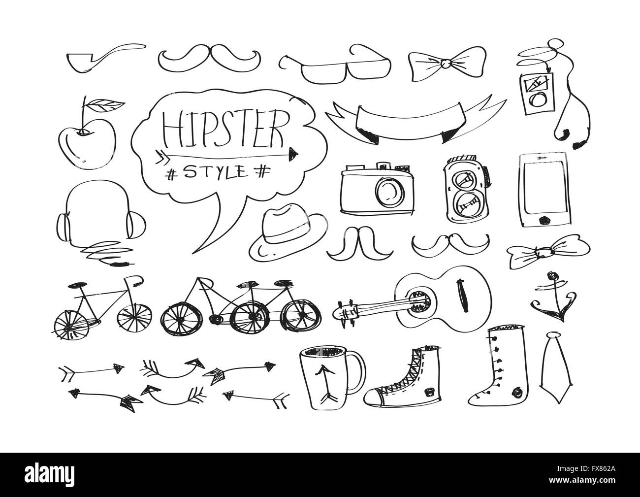 Hipster-Stil-Ikonen stellen für Retro-design Stock Vektor