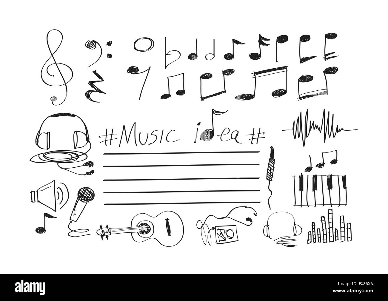 Noten und Musik-Ikonen Stock Vektor