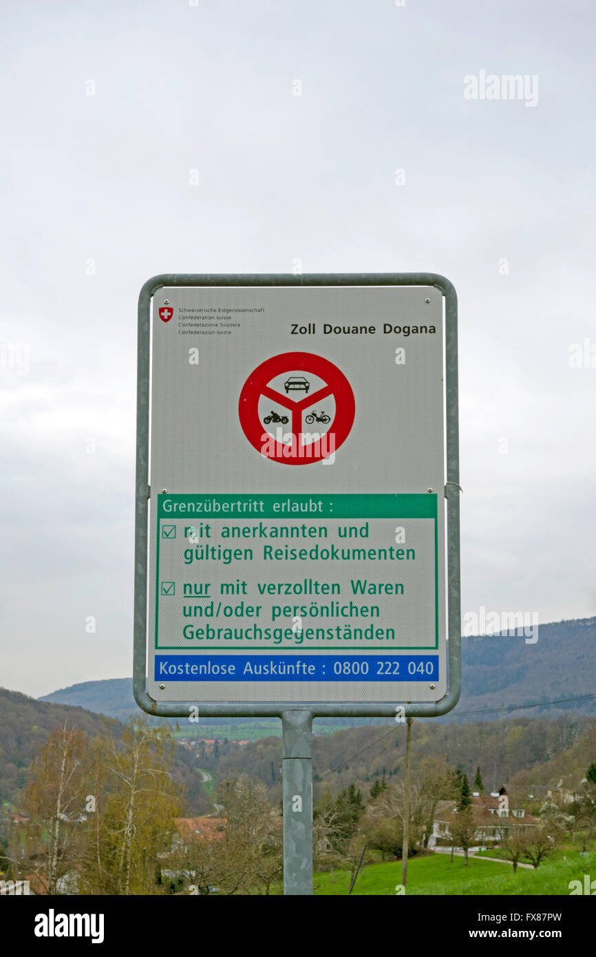 Schweizer Grenze in der Nähe von Leymen, Elsass Stockfoto