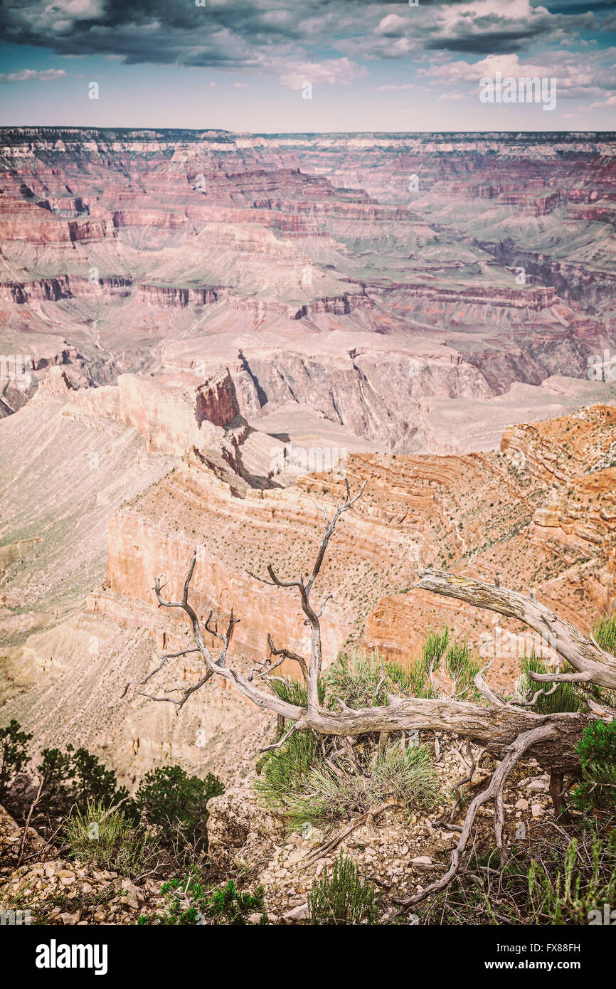Retro-alte Film stilisierte Postkarte vom Grand Canyon National Park, eines der beliebtesten Reiseziele in den Vereinigten Staaten. Stockfoto