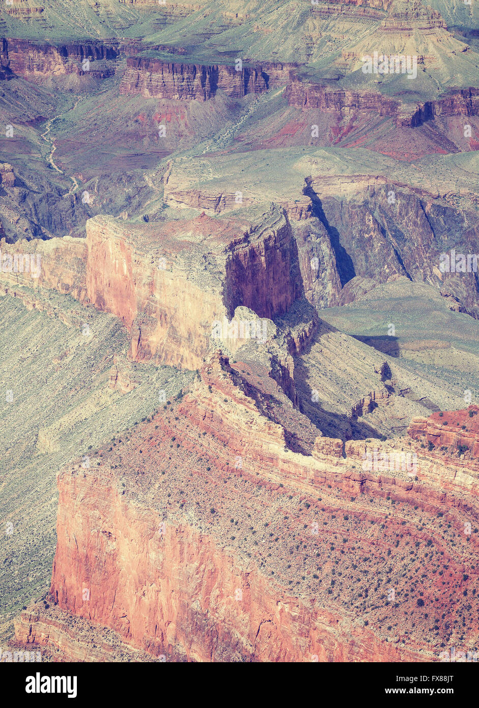 Retro getönten schließen sich Bild von Felsformationen in den Grand Canyon Nationalpark, eines der touristischen Top-Destinationen in der UNO Stockfoto