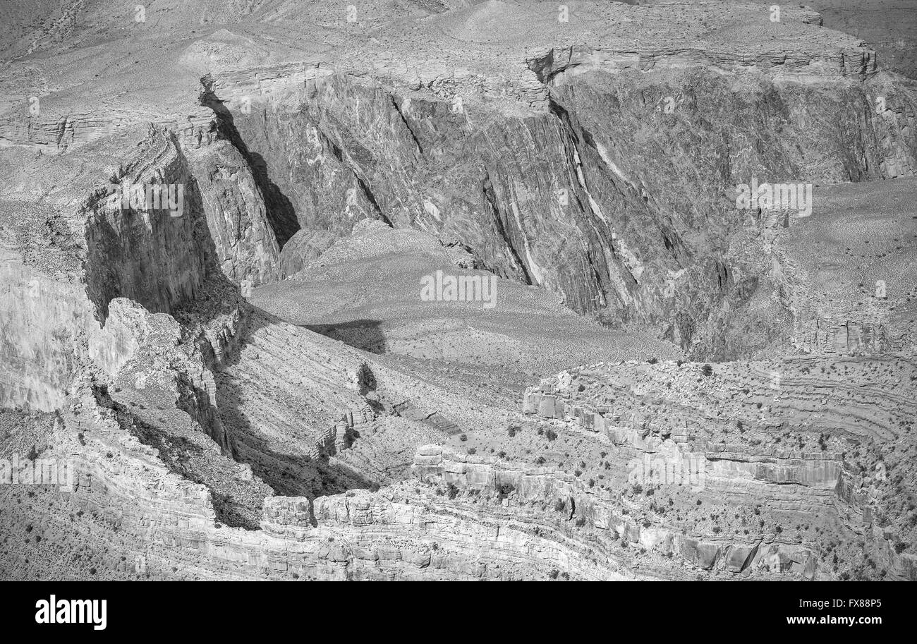 Schwarz / weiß Bild von Felsformationen in der Grand Canyon National Park, eines der beliebtesten Reiseziele in den Vereinigten Stockfoto