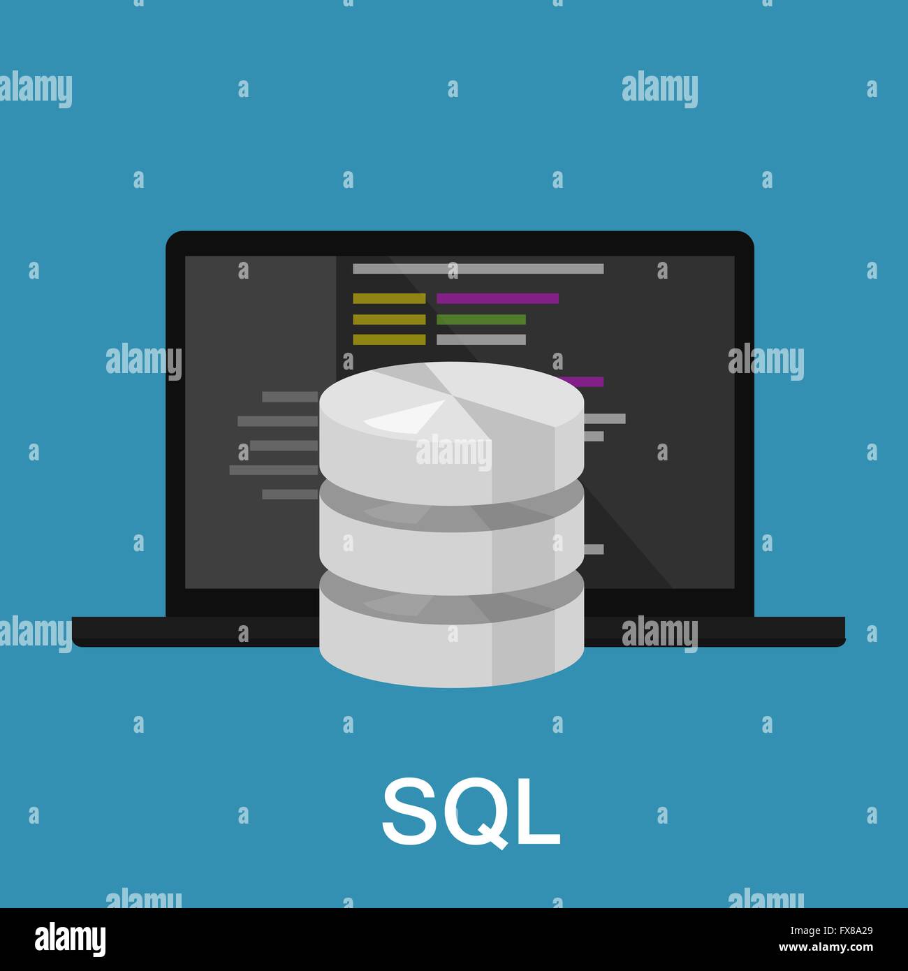 SQL Abfrage Sprachcode Datenbank Suche Daten strukturiert Stock Vektor