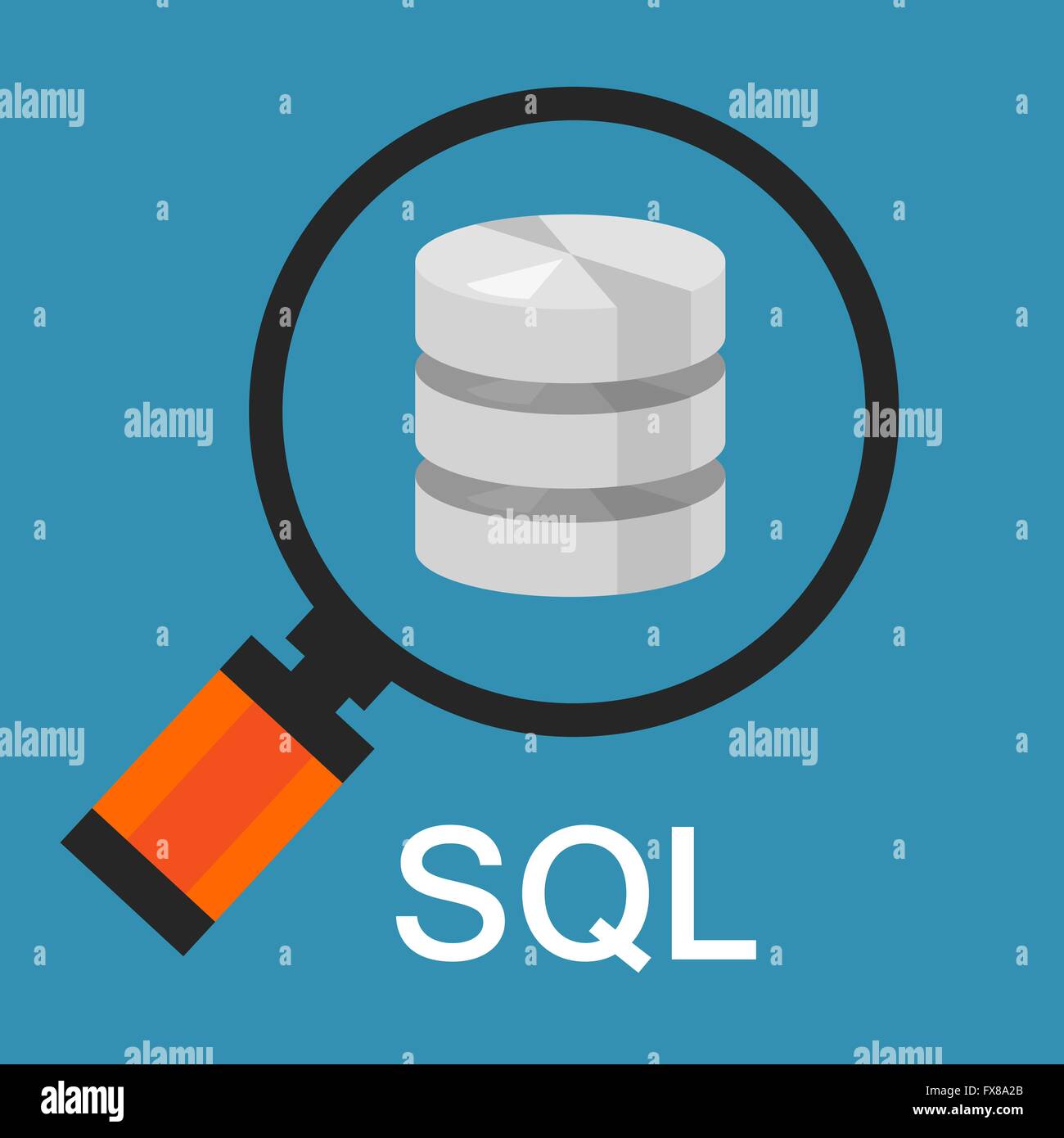 SQL Abfrage Sprachcode Datenbank Suche Daten strukturiert Stock Vektor