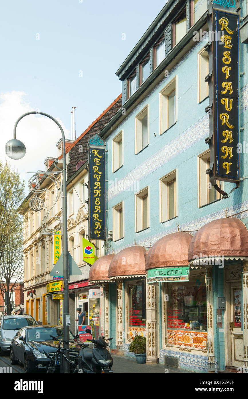 Köln, Mülheim, sterben Keupstrasse ist als Ein Zentrum des Türkischen Geschäftslebens Bekannt. Restaurant Kervansaray. Stockfoto