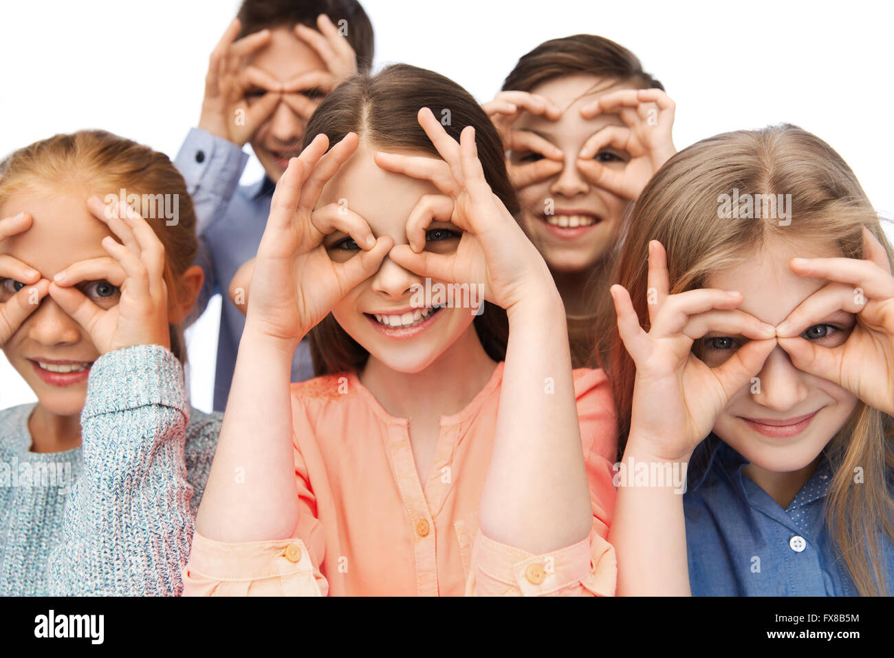 glückliche Kinder Grimassen und Spaß Stockfoto