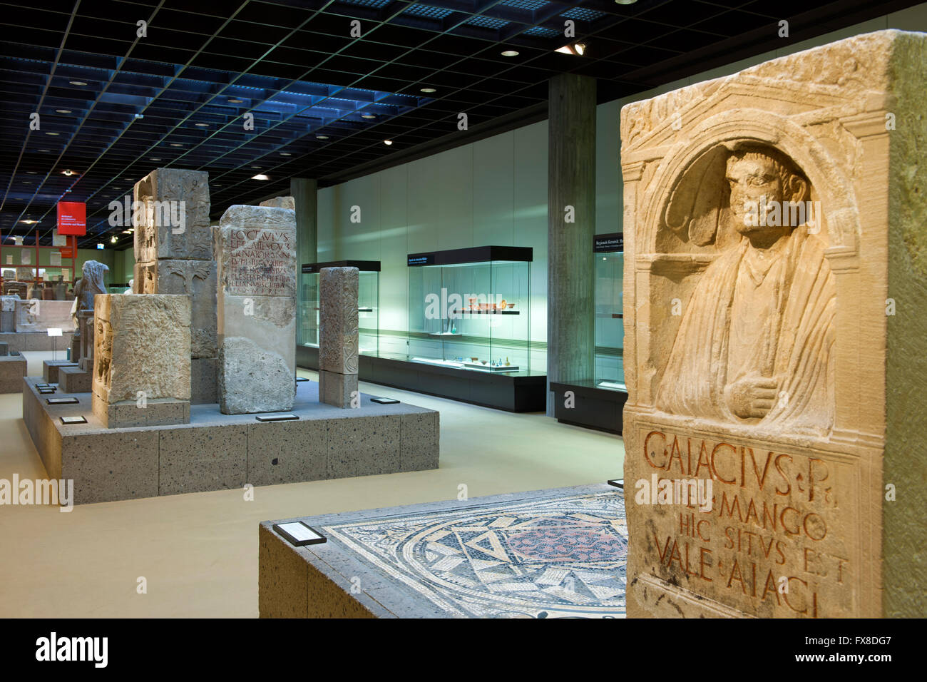Köln, Buchforst, Römisch-Germanisches Museum, Roncalliplatz römischen Reliefstein Und Mosaik Stockfoto