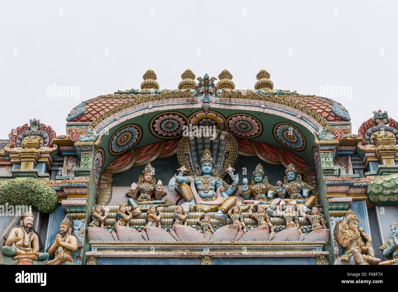 Vishnu Harem Statuengruppe am Shirangam Tempel. Stockfoto