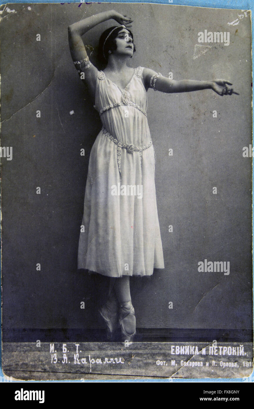 Russland - ca. 1908: Postkarte gedruckt in Russland zeigt Ballerine, circa1910 Stockfoto