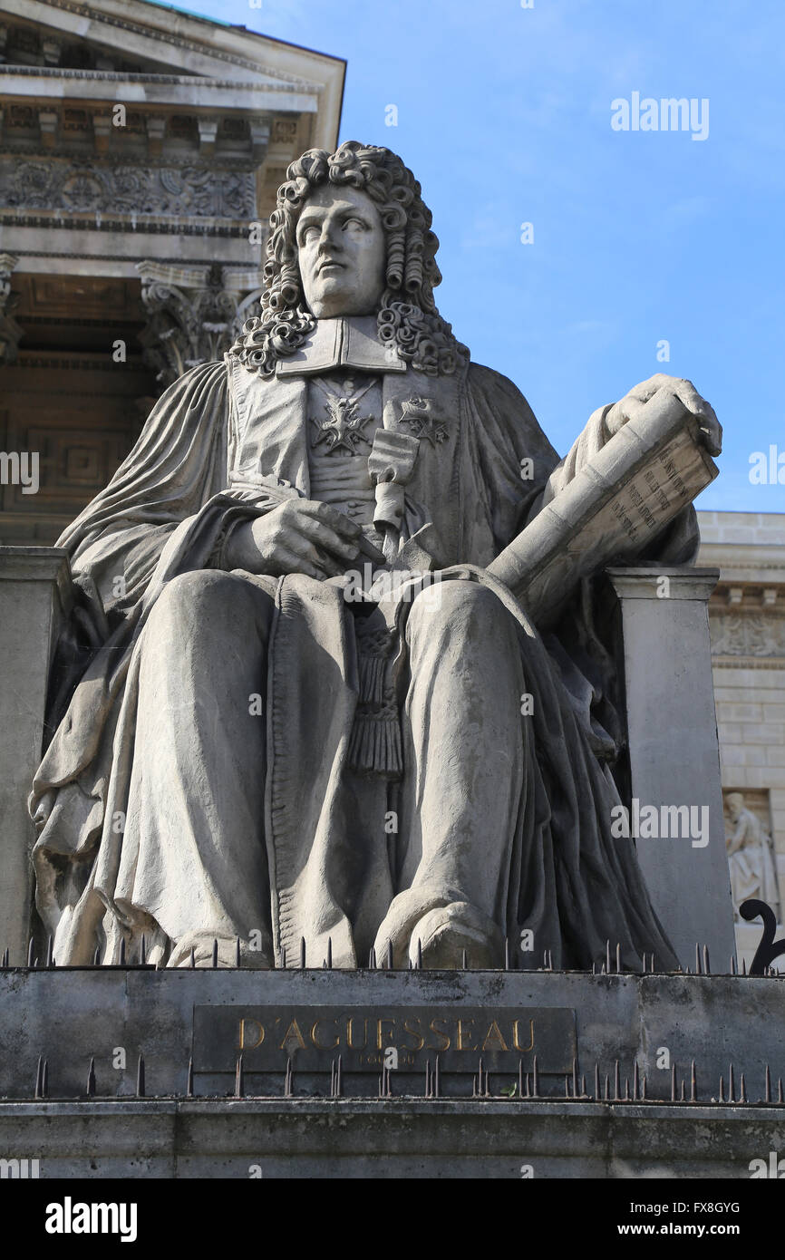 Henri Francois d'Aguesseau (1668-1751). Kanzler von Frankreich. Statue von Jean-Josep Foucou (1739-1821). Paris, Frankreich. Stockfoto