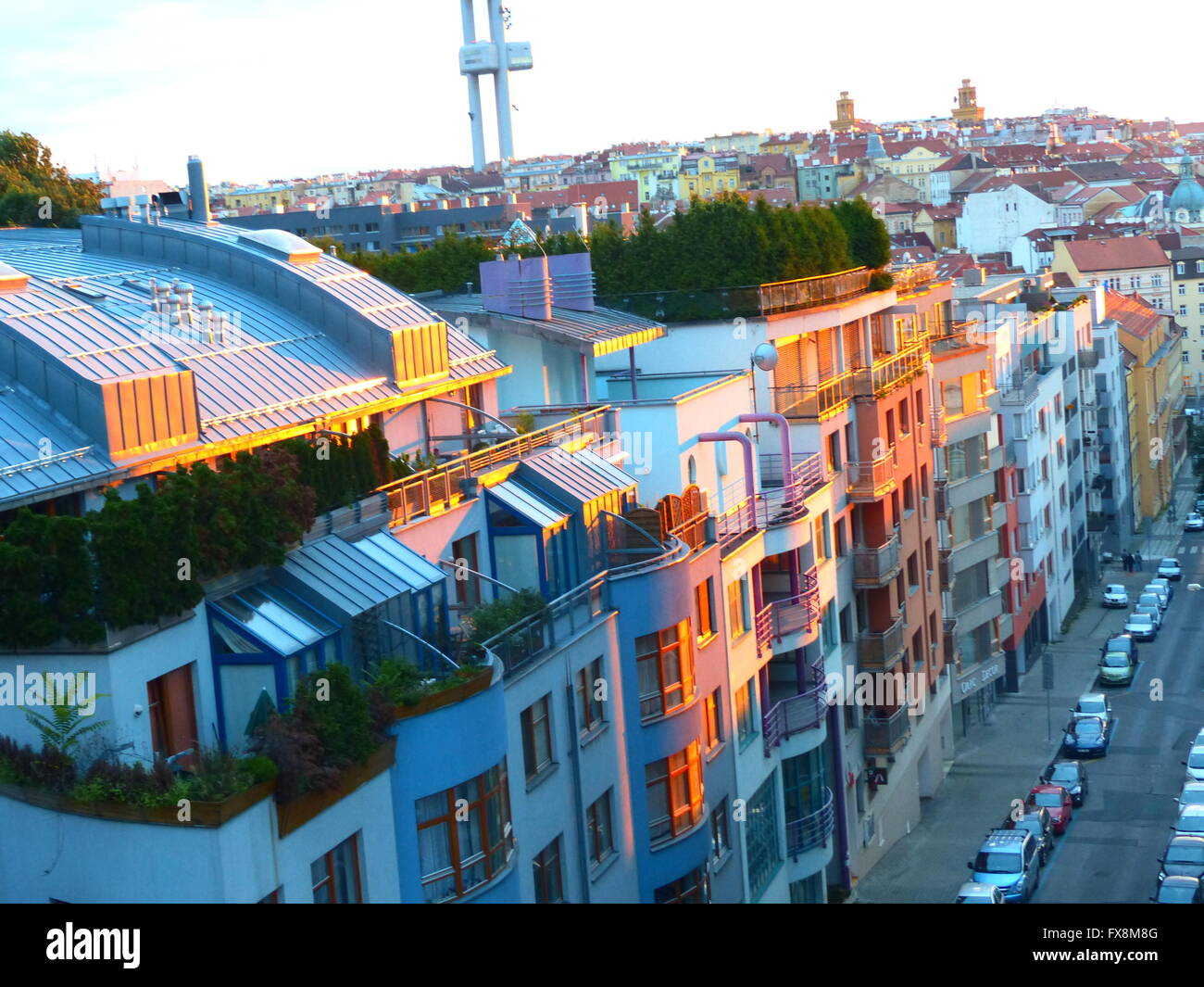 Prag, Jeseniova Street, neue Wohnhäuser Stockfoto