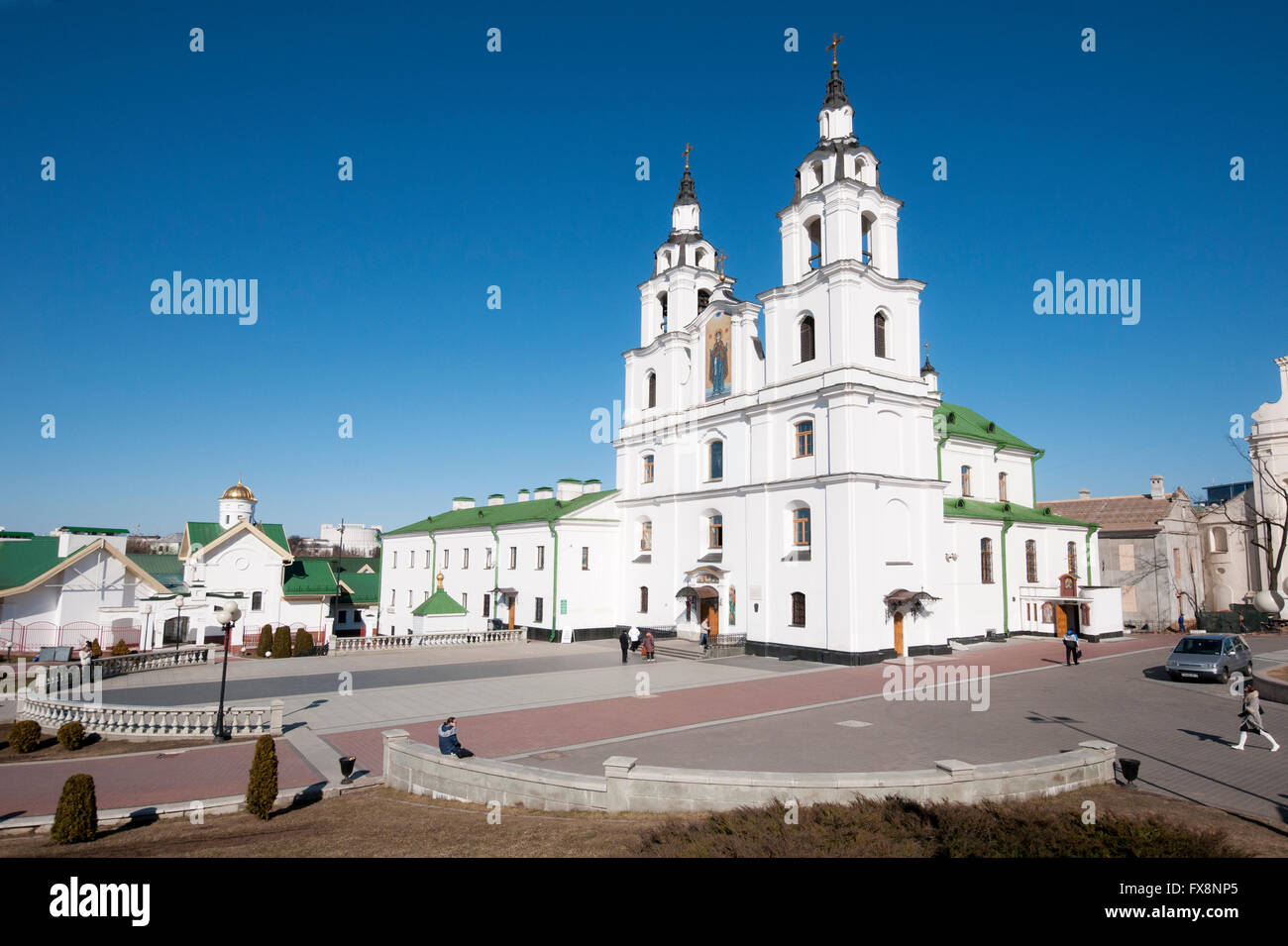 Die Twin Tower orthodoxe Kathedrale des Heiligen Geistes in Minsk, Weißrussland Stockfoto