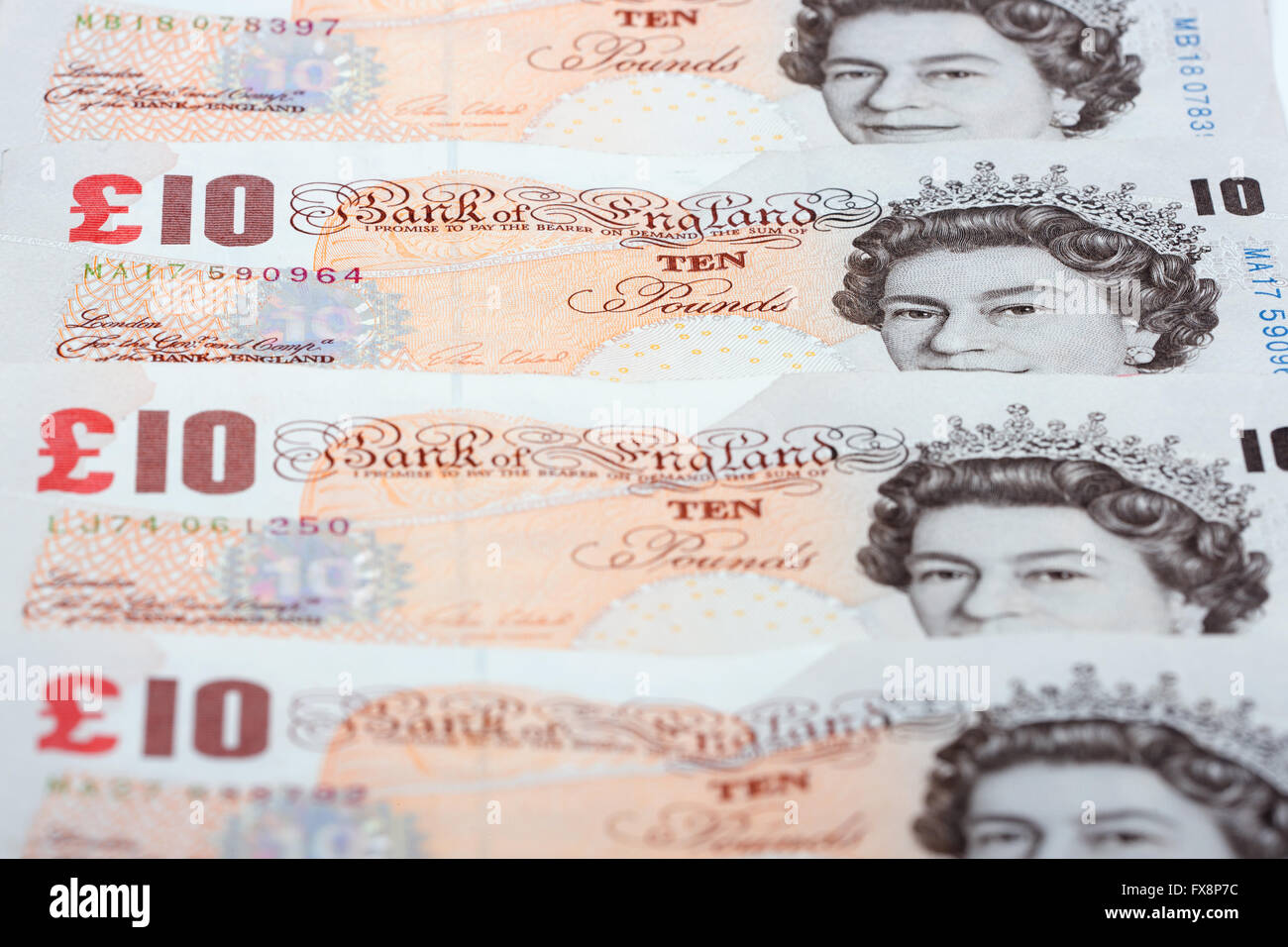 UK 10 Pfund, einen Hintergrund Stockfoto