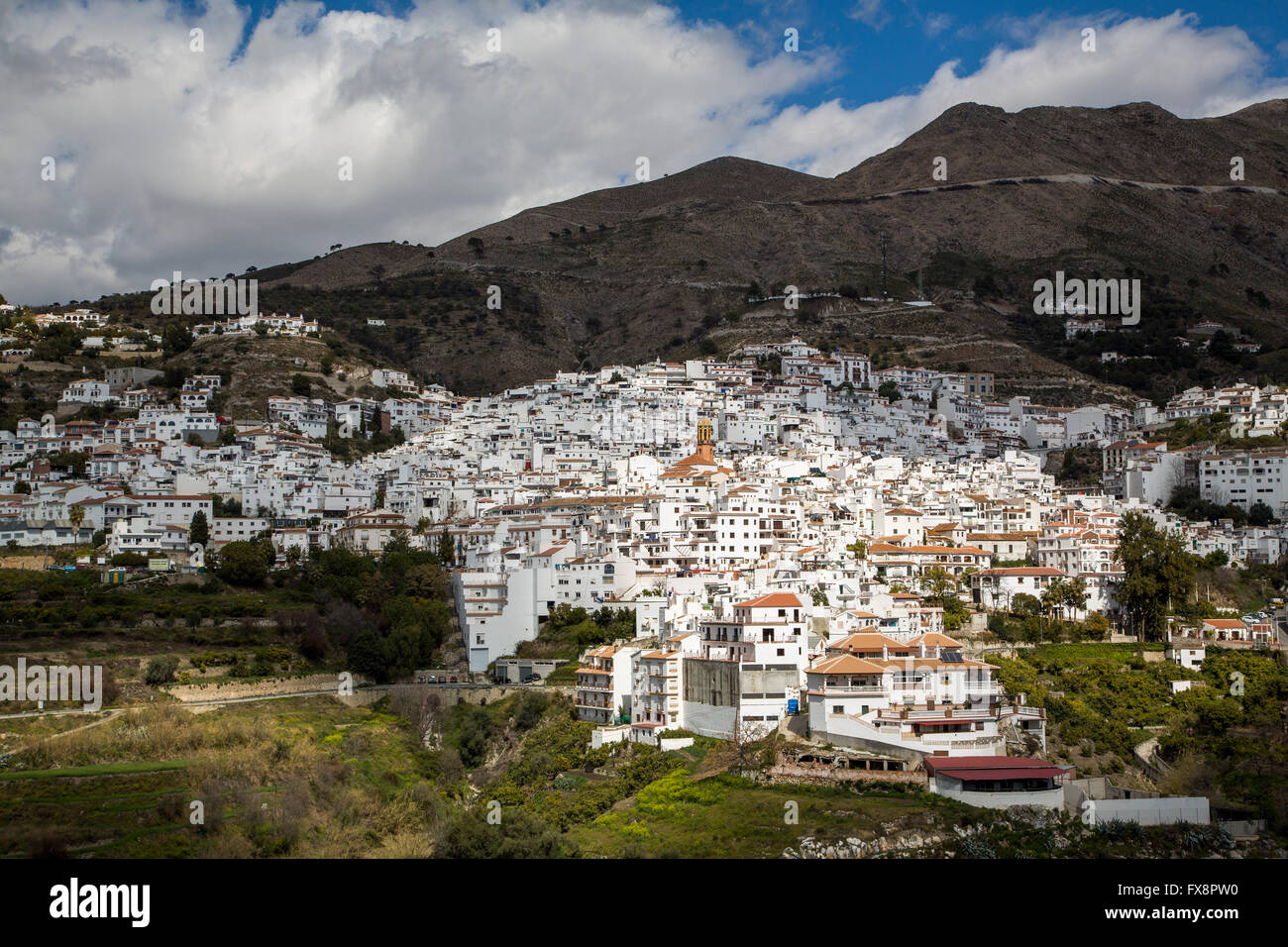 Weiße Dorf Competa, Axarquia. Provinz Malaga Costa Del Sol, Andalusien, Spanien-Europa Stockfoto
