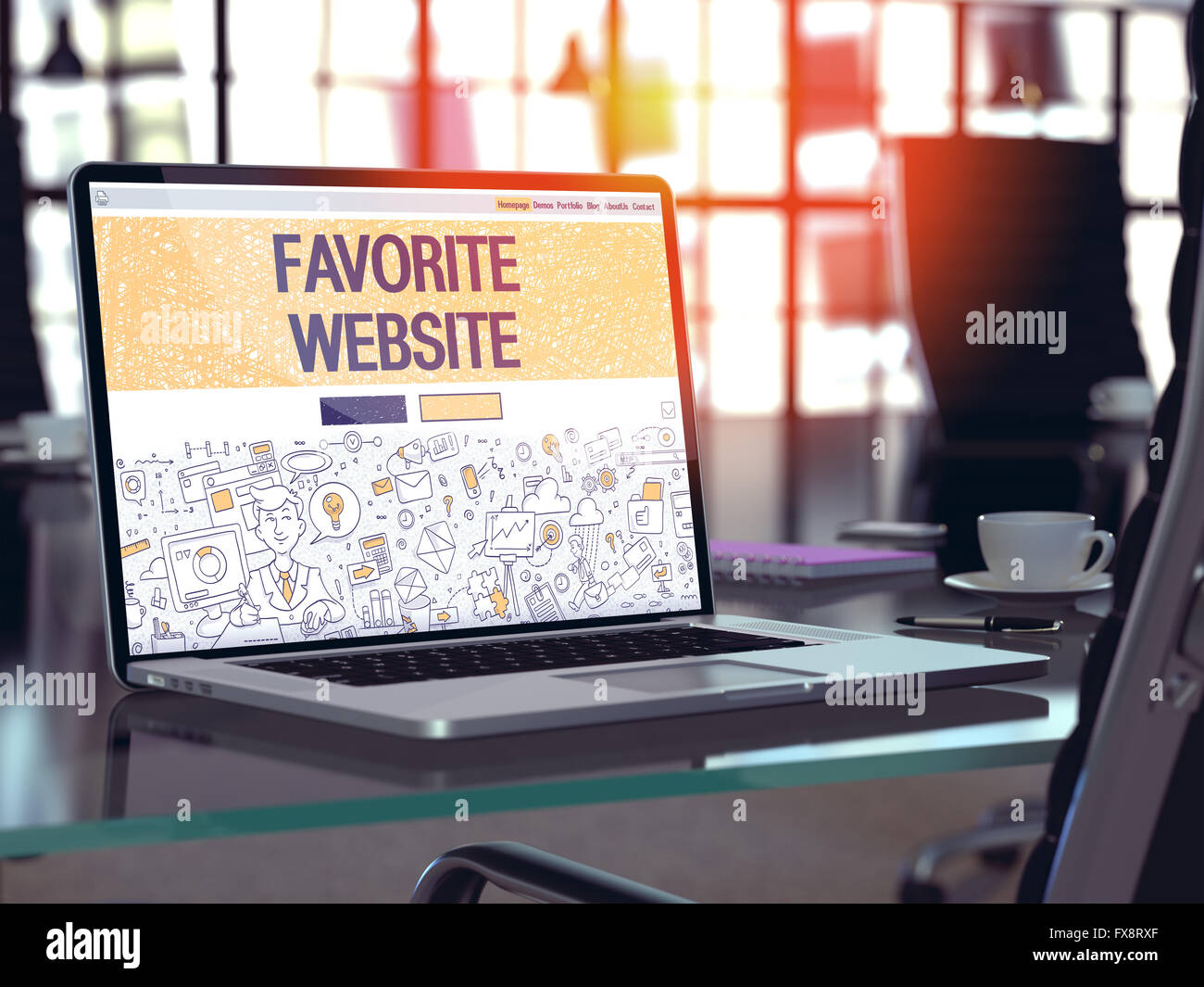 Favorite Website - Konzept auf Laptop-Bildschirm. Stockfoto