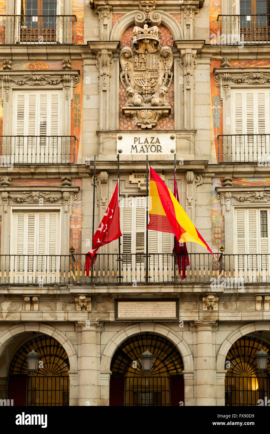 Der beliebte Platz, Plaza Major Zentralgebäude in Madrid Spanien Stockfoto