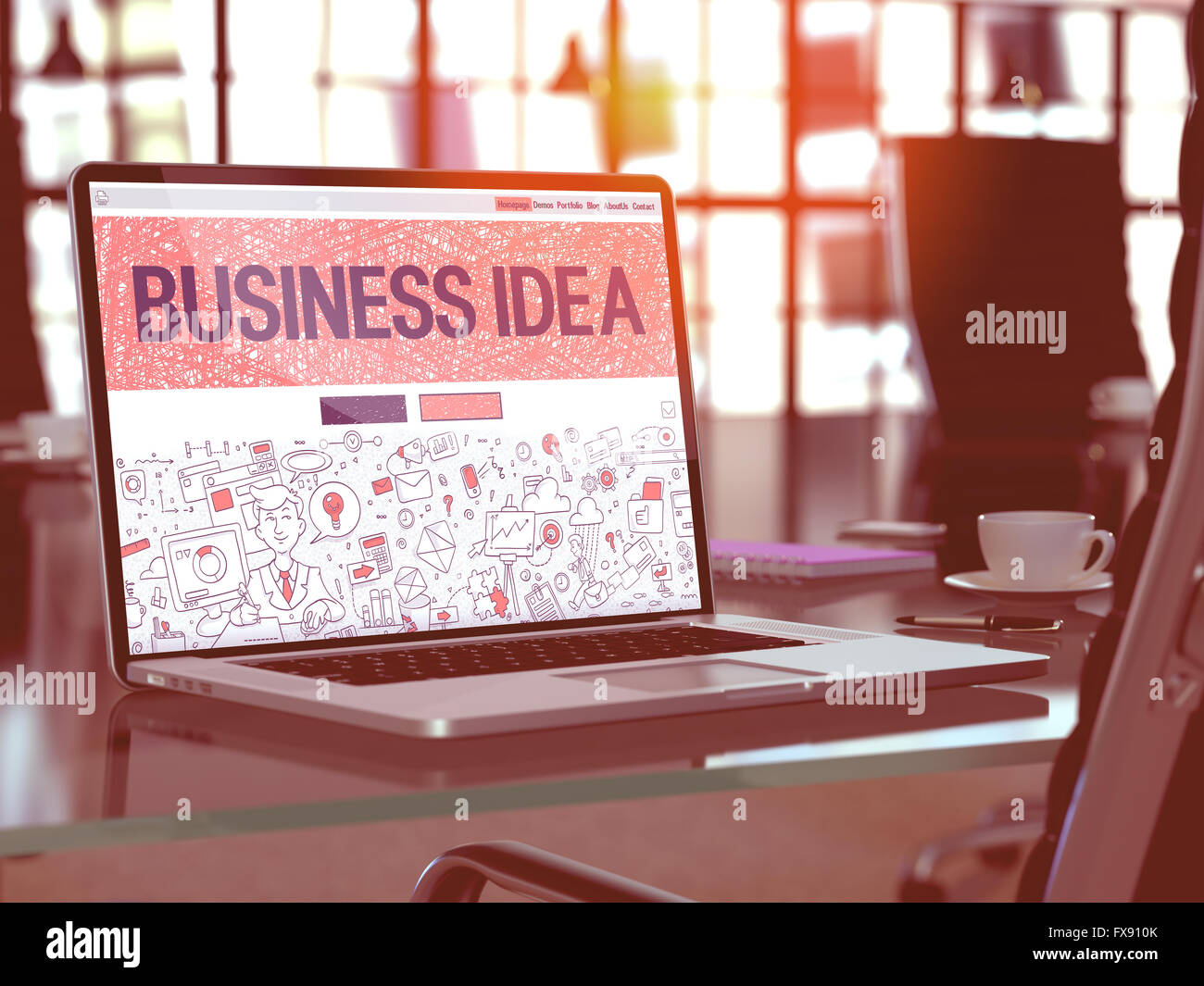 Business-Idee-Konzept auf Laptop-Bildschirm. Stockfoto