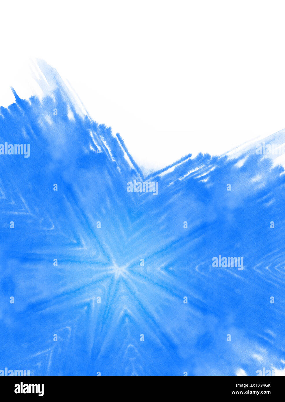 Blaue Aquarellfarbe Textur isoliert auf weißem Hintergrund Stockfoto