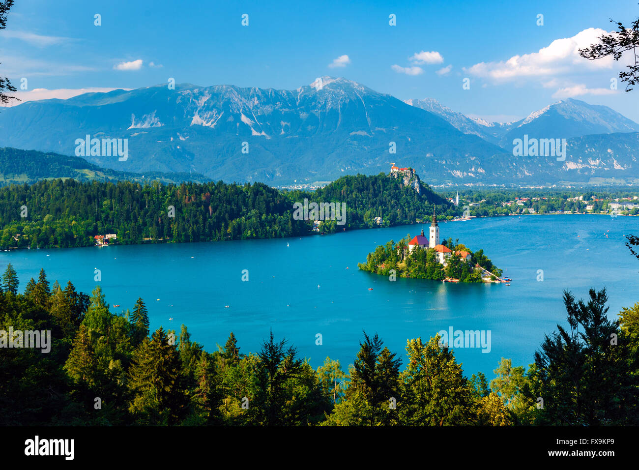 Panorama der Bleder See, Slowenien, Europa Stockfoto