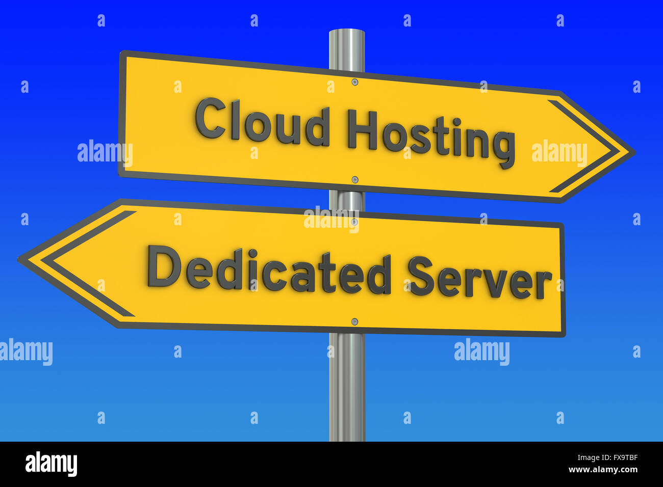 Cloud-hosting und dedizierten Server-Konzept, 3D rendering Stockfoto