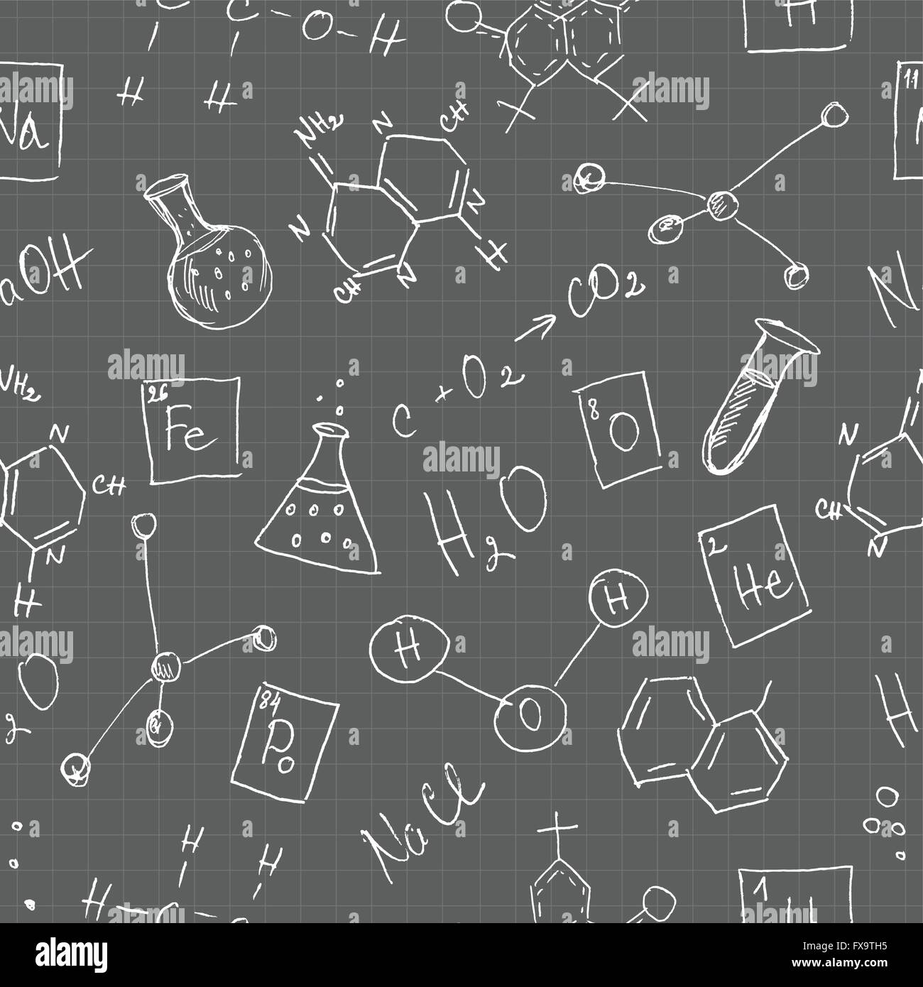 Chemie Kritzeleien nahtlose Muster Stock Vektor