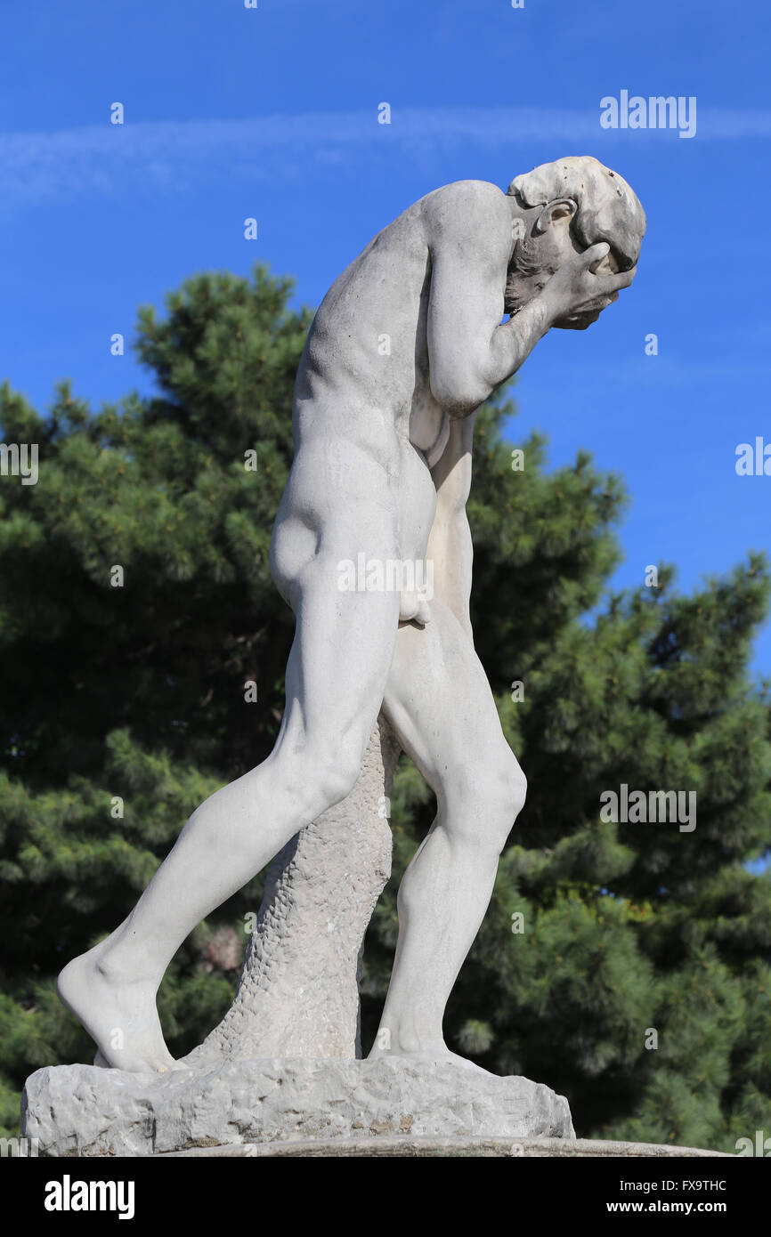 Cain nach der Tötung seines Bruders Abel, 1896. Des französischen Bildhauers Henry Vidal (1864-1918). Paris, Frankreich. Stockfoto