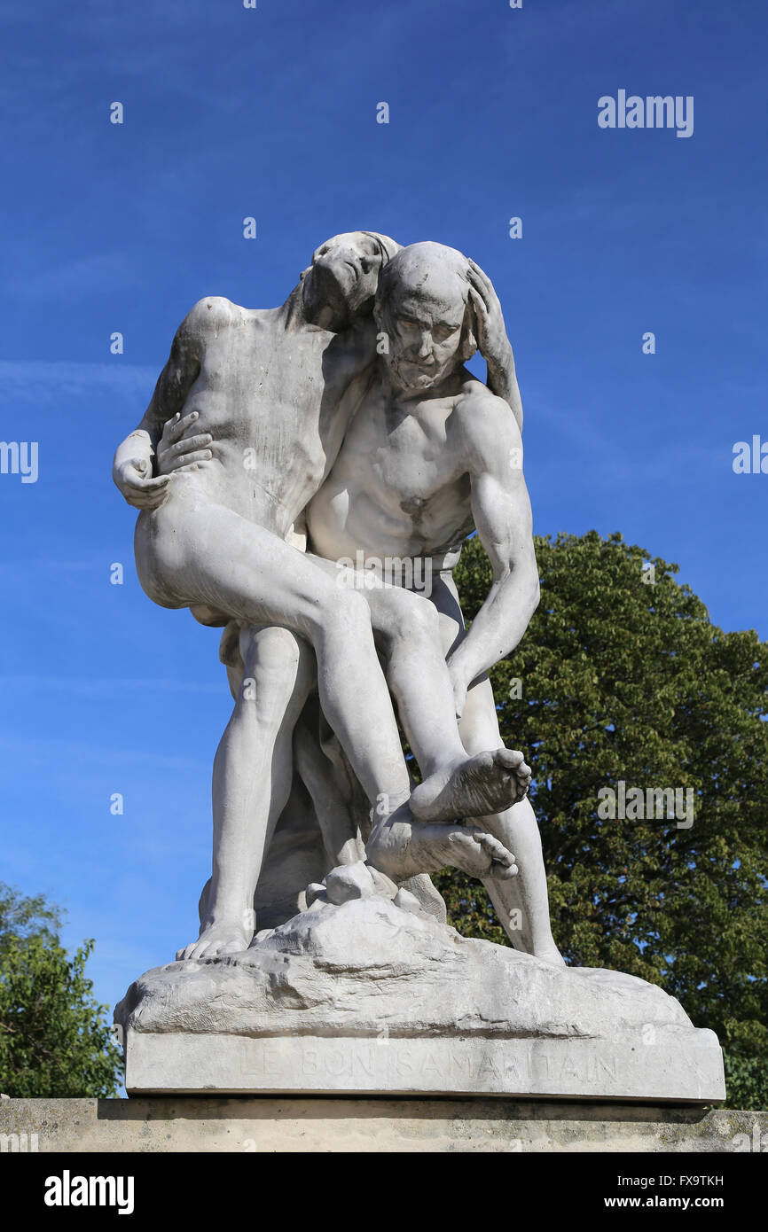 Der barmherzige Samariter, 1896, Statue von François-Léon Sicard (1862-1934). Paris, Frankreich. Stockfoto