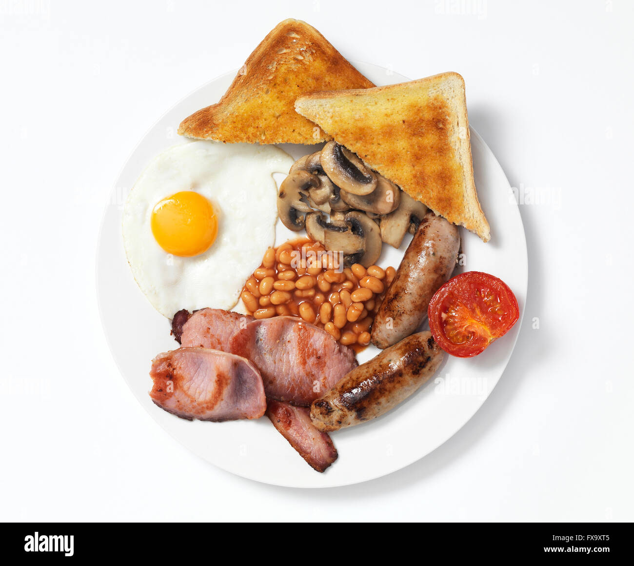 Fried Frühstück auf weißen Teller Stockfoto