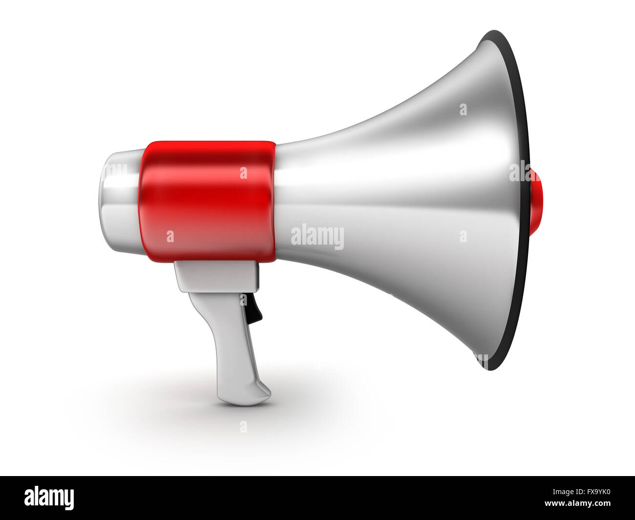 Rotes Symbol Megaphon auf weißem Hintergrund (durchgeführt in 3d) Stockfoto