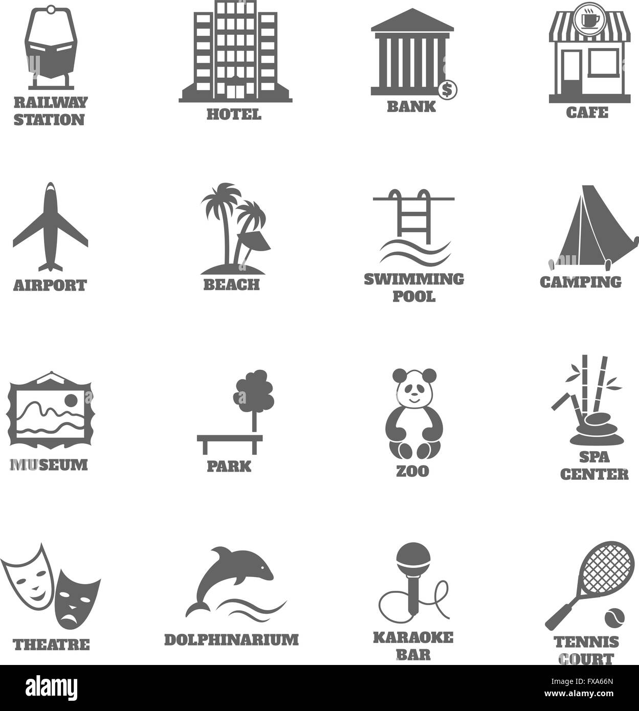 Gebäude-Tourismus-Symbole Stock Vektor