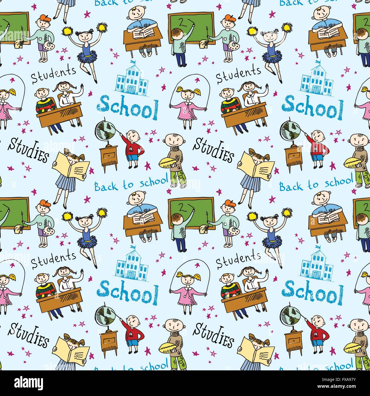 Nahtlose Muster mit Kindern Stock Vektor