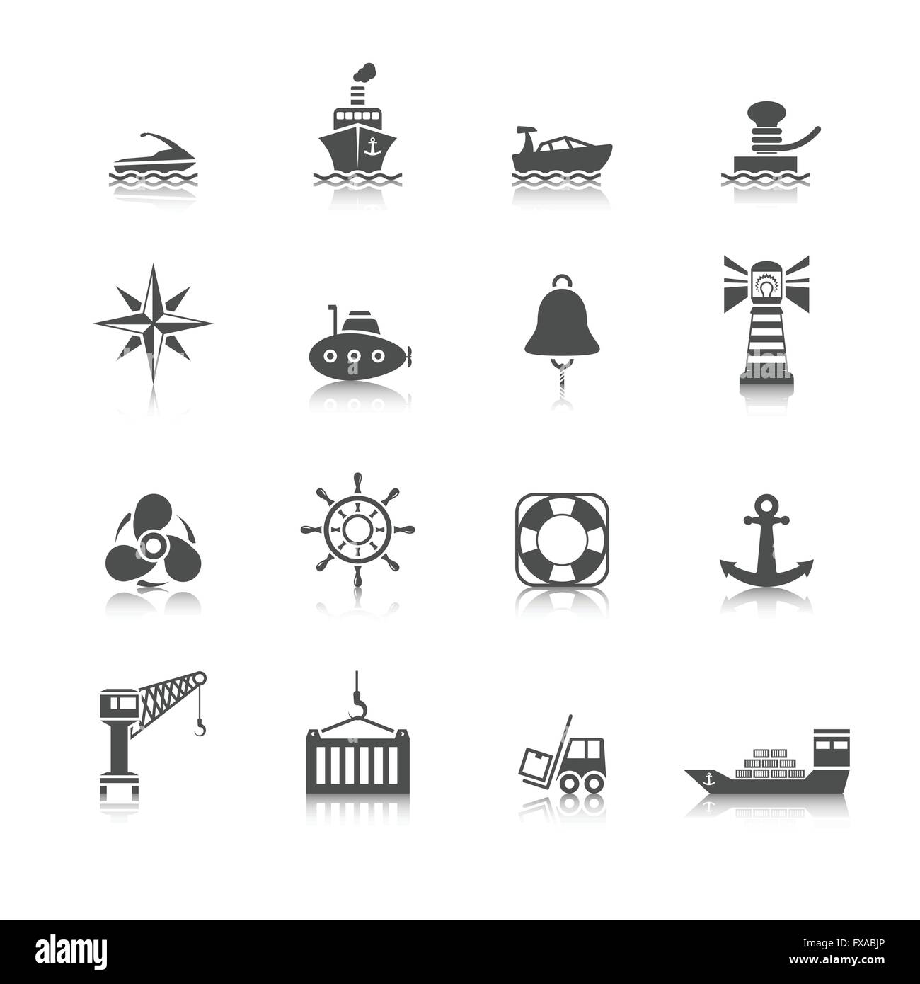 Meer Hafen Icons set Stock Vektor