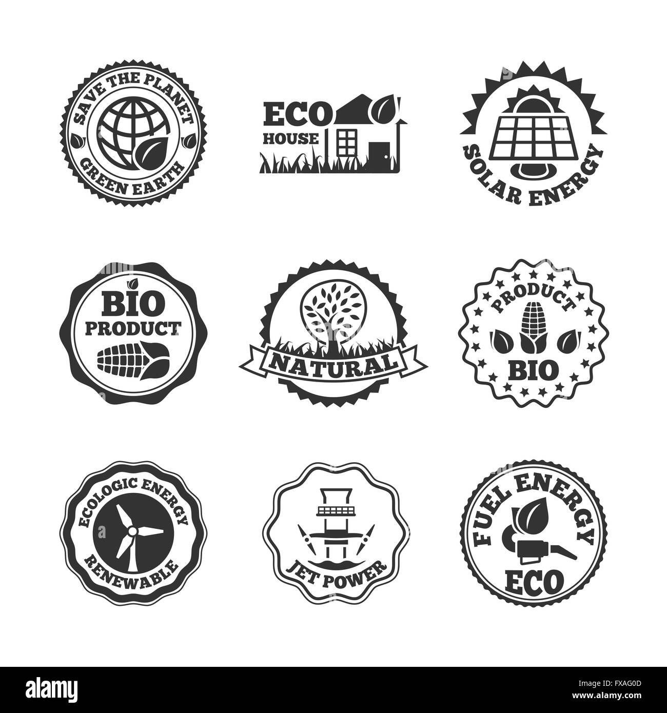 Eco Energie Aufkleber set Stock Vektor