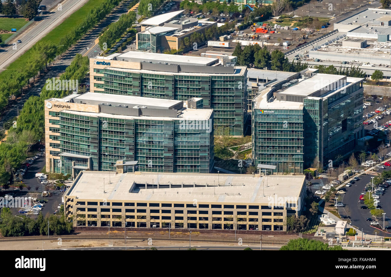 Sitz des IT-Unternehmen Google Tech Ecken, Motorola-Management, Microsoft, Rambus, Sunnyvale, Silicon Valley, Kalifornien, USA Stockfoto