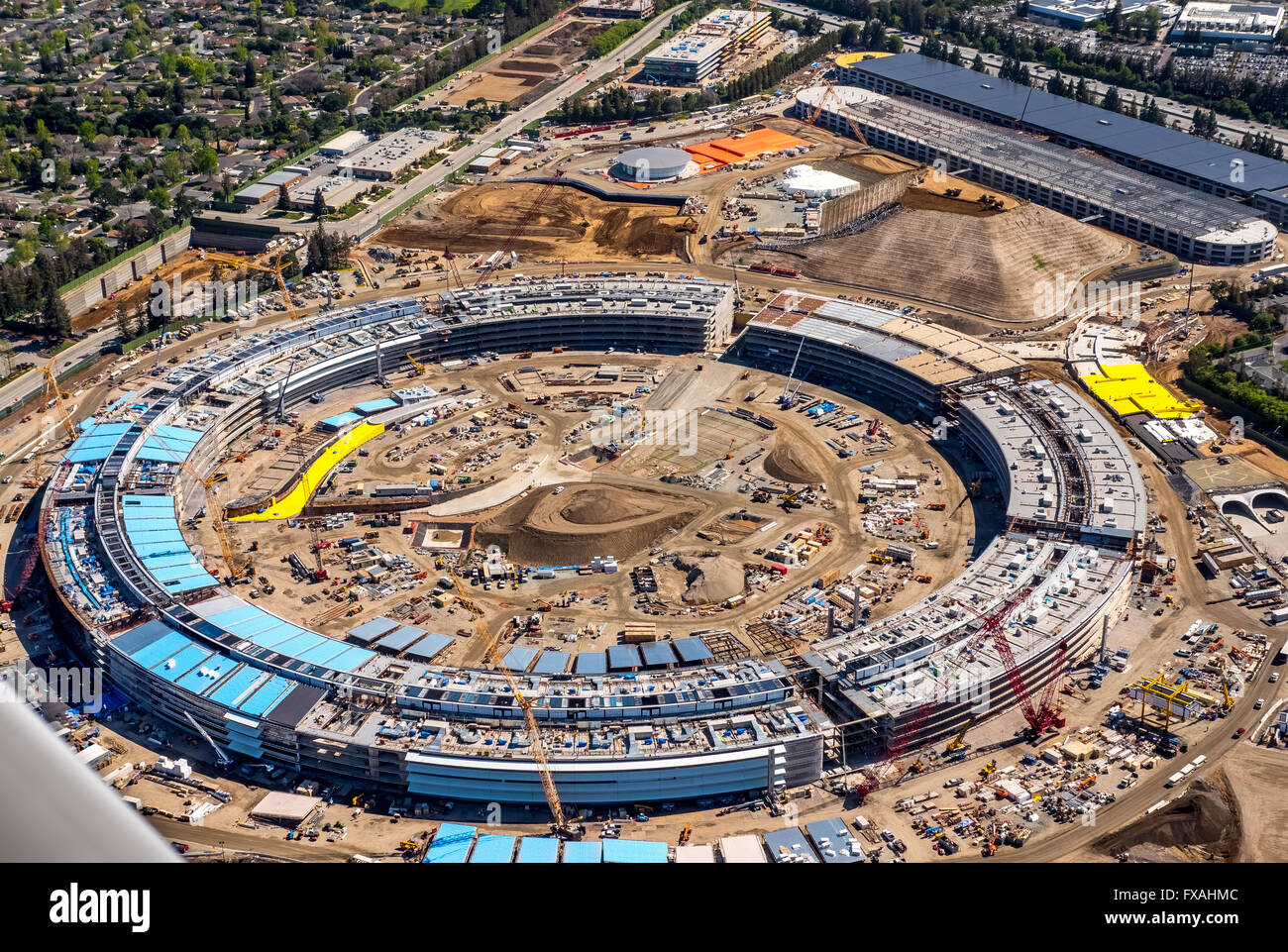 Großbaustelle, Bürogebäude Apple Campus II oder Apple Campus 2 oder AC2, Architekt Norman Foster, Cupertino Stockfoto