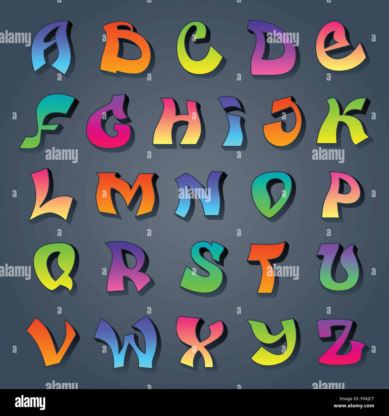 Farbige Graffiti-alphabet Stock Vektor