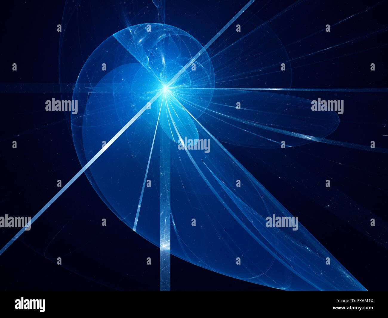 Blau leuchtende Fibonacci Spirale Fraktale, generiert Computer abstrakten Hintergrund Stockfoto