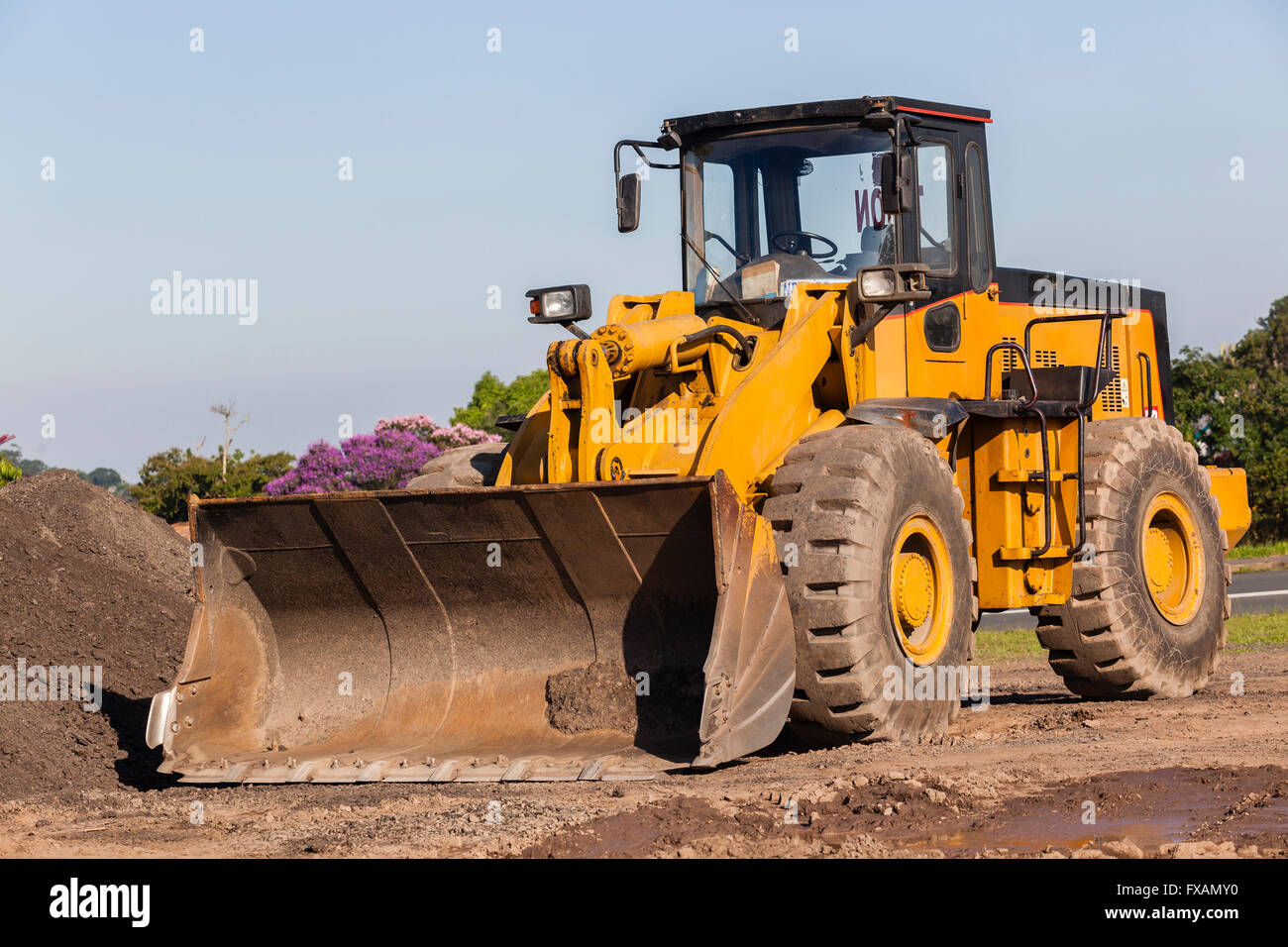 Industrielle Erdarbeiten Grader bin Eimer Fahrzeug Baumaschine Stockfoto