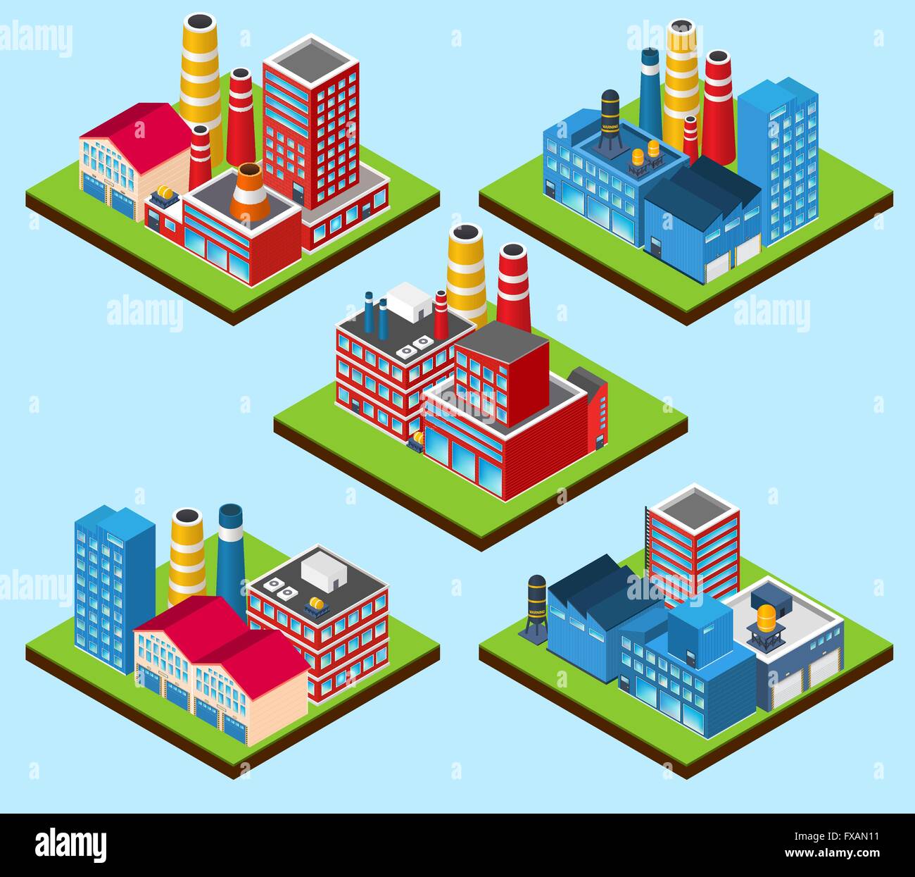 Industriebauten isometrische Stock Vektor