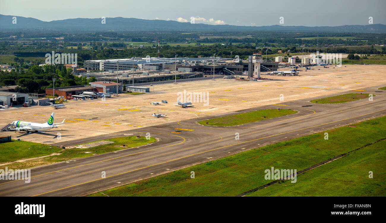 Luftaufnahme, LEGE, Girona-Costa Brava Airport, Flughafen, Terminal, Flughafen Gerona, Flughafen Girona, Vilobí d'Onyar, Stockfoto