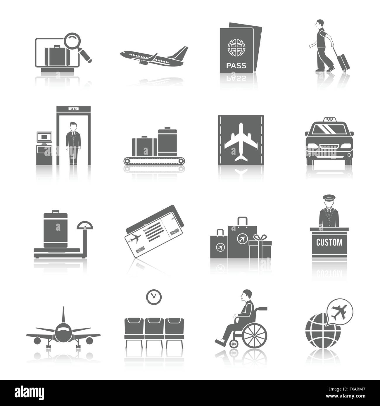 Flughafen Icons Set Stock Vektor
