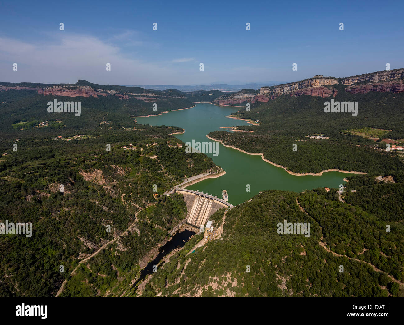 Antenne anzeigen, Panta de Sau, Sau Reservoir, Flüsse Ter, Riu Ter, Vilanova de Sau, Costa Brava, Katalonien, Spanien, Europa, Antenne Stockfoto