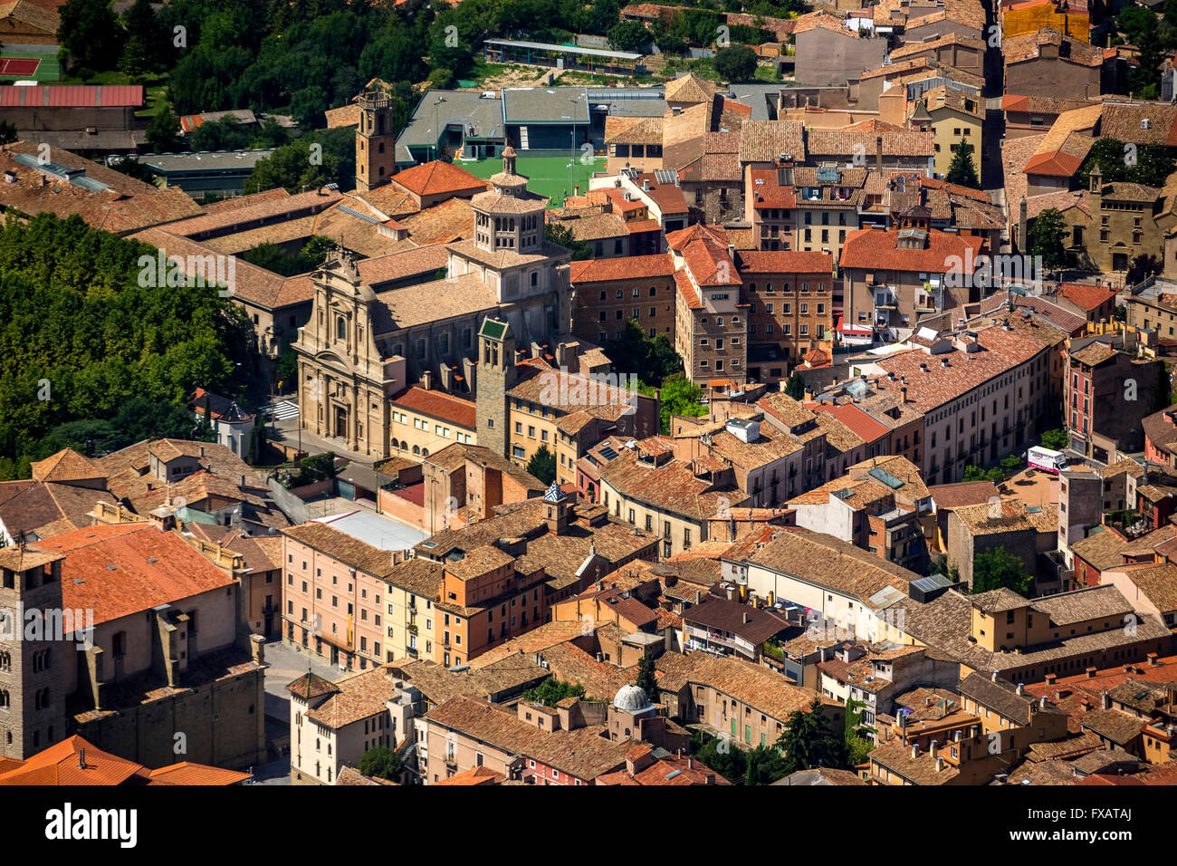 Old Town, Sant Antoni de Vic, Vic, Costa Brava, Katalonien, Spanien Europa, Luftaufnahme, Vögel-Augen ansehen, Luftaufnahme, Luftbild Stockfoto