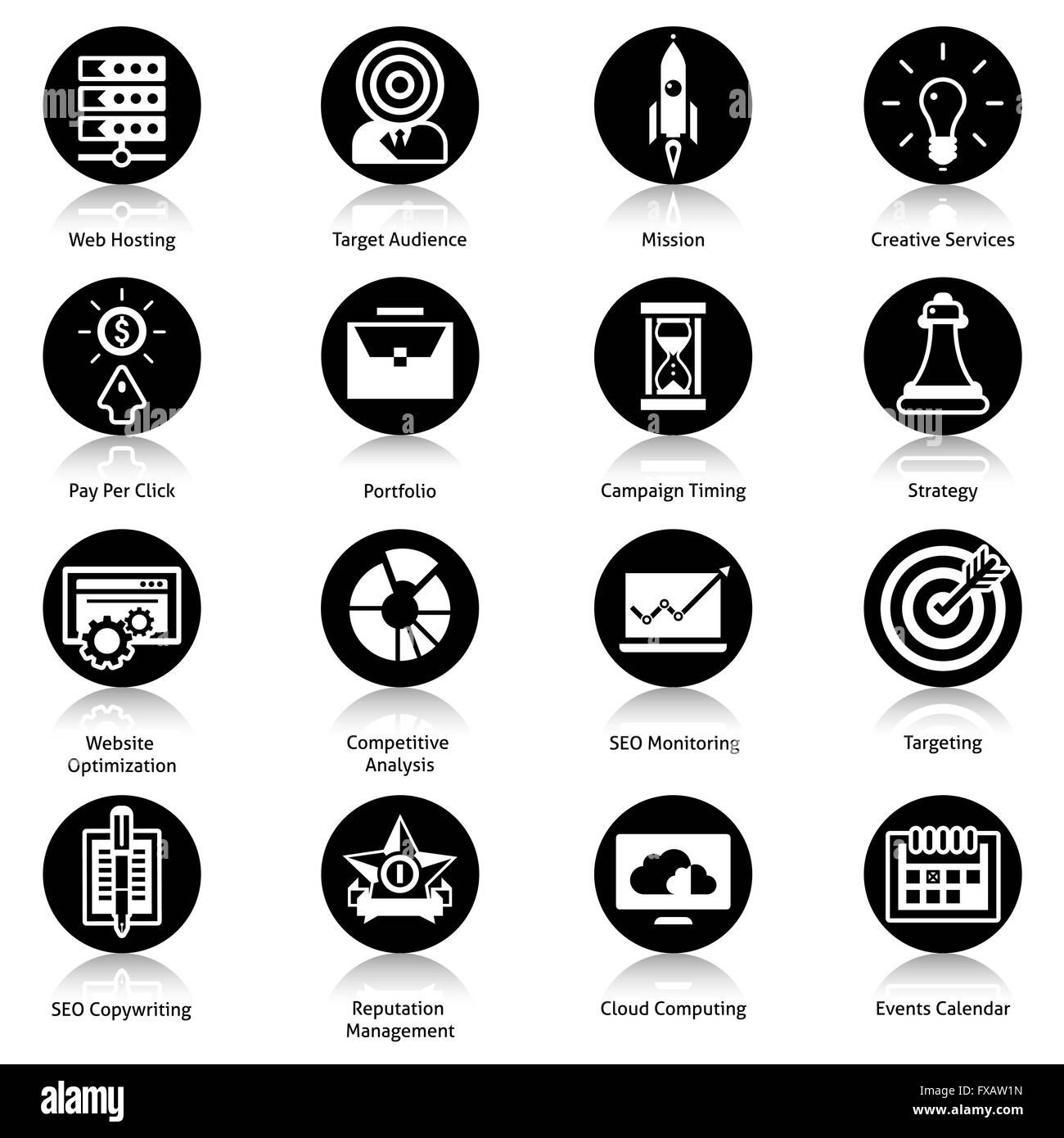 SEO-Icons-schwarz Stock Vektor