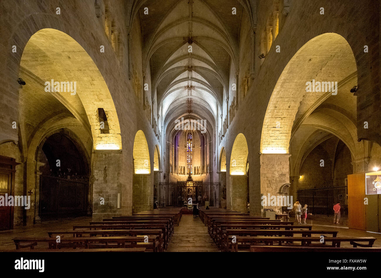 Hauptschiff der Kirche von Sant Feliu, Sant Felix, Girona, Katalonien, Girona, Katalonien, Spanien Stockfoto