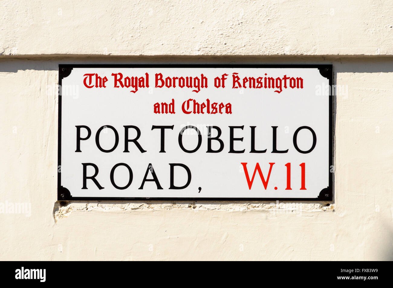 Straßenschild der Portobello Road in London, Großbritannien Stockfoto